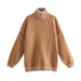 Color-Light Brown-Fall Women Clothing Loose Two Color Thread Pullover-Fancey Boutique