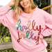 Color-Pink-Winter Women Clothing Letter Graphic Crew Neck Long Sleeve Loose Casual Christmas Pullover Sweater-Fancey Boutique