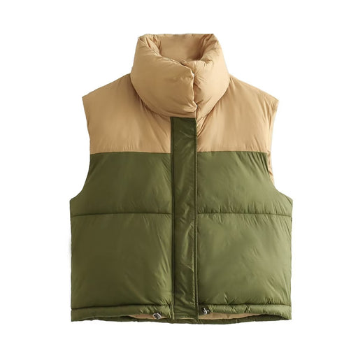 Color-Army Green-Women Autumn Winter Brand down Vest Hidden Hat Women-Fancey Boutique