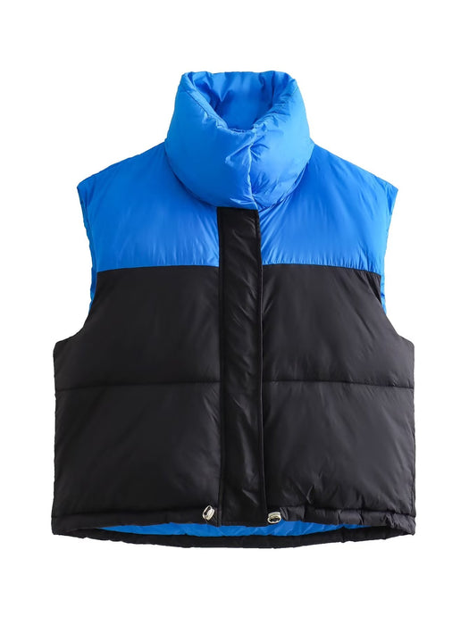 Color-Blue-Women Autumn Winter Brand down Vest Hidden Hat Women-Fancey Boutique