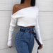 Fall Winter Slim-Fit Long-Sleeved Shoulder Bottoming Sweater-White-Fancey Boutique