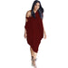 Color-Purplish Red-Boutique Sexy off the Shoulder Irregular Asymmetric Solid Color Loose Dress-Fancey Boutique