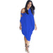 Color-Royal Blue-Boutique Sexy off the Shoulder Irregular Asymmetric Solid Color Loose Dress-Fancey Boutique