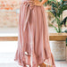 Color-Pink-Washed Slub Cotton Lace Up Elastic High Waist Irregular Asymmetric Patchwork Easy Matching Casual Large Swing Skirt-Fancey Boutique