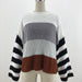 Color-Gray-Autumn Winter Women Color Splicing Knitwear Pullover Office Loose Sweater Women-Fancey Boutique