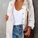 Color-White-Autumn Casual Elegant Cotton Oversized Women Shirt Sunken Stripe Coat Two Way Wear-Fancey Boutique