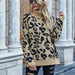 Color-Khaki-Autumn Winter Leopard Print Sweater Loose Office Office Pullover Turtleneck Sweater Women-Fancey Boutique