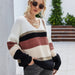 Color-Burgundy-Autumn Winter Online Influencer Pullover Patchwork V neck plus Size Knitwear Sweater-Fancey Boutique