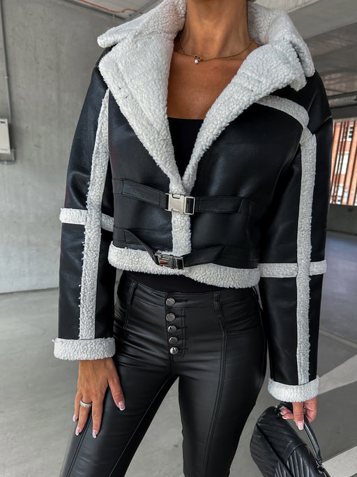 Color-Black1-Women Winter Solid Loose Long Sleeve Short Coat-Fancey Boutique