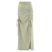 Color-Green-Summer Sexy Drawstring Sexy Slit Drawstring Bag Hip Skirt Long Skirt-Fancey Boutique