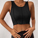 Color-Black-Women Clothing Thread Sunken Stripe Small Vest Sling Solid Color Sexy Street Sports-Fancey Boutique