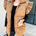 Color-camel-Ladies Autumn Winter down Jacket Casual Stand Collar Buckle Double Pocket Flying Lotus Sleeve Vest-Fancey Boutique