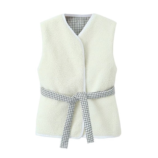 Color-White-Autumn Winter Women Clothing Reversible Cotton Coat Vest Coat-Fancey Boutique