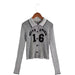 Color-Gray-Autumn Korean Casual Urban Elegant Slim Fit Slimming Chest Printed Long Sleeve Sweater-Fancey Boutique