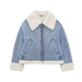 Color-Blue-Winter Wome Street Washing Effect Double Sided Jacket-Fancey Boutique