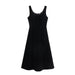 Color-Black-Velvet Braces Dress Black Long U Neck Slimming Inner Knitted Dress Women Autumn Winter-Fancey Boutique