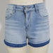 Color-Blue-Comfort Washed Tassel Women Denim Shorts-Fancey Boutique