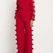 Color-Red-Personality Hollow Out Cutout out Bow Long-Sleeved Top Straight Leg Pants Suit Two Piece Set-Fancey Boutique