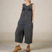 Color-Gray-Loose Jumpsuit Personality Wool Tassel Hanging Crotch Wide Leg Cropped Jeans Korean-Fancey Boutique