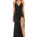 Color-Black-Sexy Women Clothing V neck Backless Slit Sling Gold Sequ Dress Maxi Dress Summer-Fancey Boutique