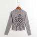 Color-Gray-Autumn Sexy Slim Fit Slimming Cartoon Printed Long Sleeved Bottoming Shirt-Fancey Boutique