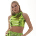 Color-Green-Small Turtleneck Sleeveless Vest Metallic Slim Fit Costumes Women Clothing-Fancey Boutique