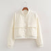 Color-White Coat-Spring Women Clothing Large Pocket Bomber Jacket Coat-Fancey Boutique