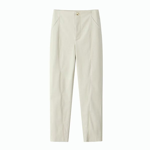 Color-White-Women Autumn Winter High Waist Slimming Pants Straight Pants-Fancey Boutique