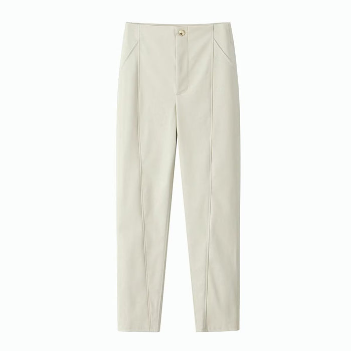 Color-White-Women Autumn Winter High Waist Slimming Pants Straight Pants-Fancey Boutique