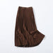 Color-Brown-Winter Mid Length Elastic Waist Woolen Pleated Skirt Skirt Women-Fancey Boutique