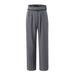 Color-Gray-Velcro Waist Slim Fit Slimming Wide Leg Work Pant Women Wild Casual Mopping Trousers-Fancey Boutique