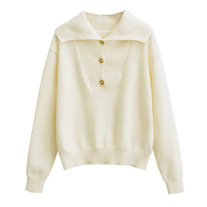Color-Ivory White-Women Clothing Autumn Winter Niche Design Turtleneck Pullover Knitwear-Fancey Boutique