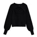 Color-Black-Original Autumn Winter Lightly Mature Pure Sweet Spicy Hollow Out Cutout Out Slim Fit Short Sweater Women-Fancey Boutique