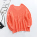 Color-Orange-Winter Solid Color Knitwear Pullover V Neck Women Clothing Loose Fitting Oversized Sweater Women-Fancey Boutique
