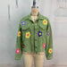 Color-Green-Autumn Winter Corduroy Patchwork Sequined Jacket Top Women Varsity Jacket-Fancey Boutique