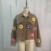 Color-Brown-Autumn Winter Corduroy Patchwork Sequined Jacket Top Women Varsity Jacket-Fancey Boutique