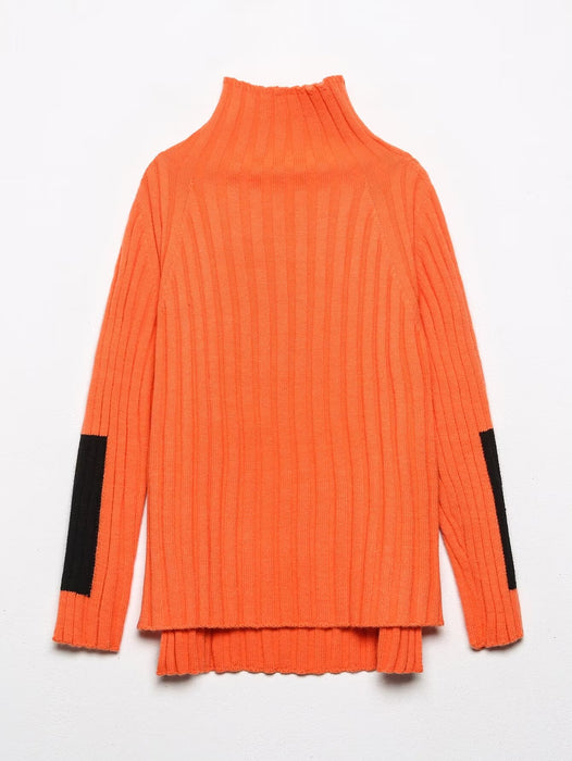 Color-Orange-Autumn Winter Thick Loose Turtleneck Casual Long-Sleeved Soft Sweater Women Office Warm Sweater Women-Fancey Boutique