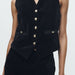 Women Clothing French Black Velvet V Neck Vest Jacket-Fancey Boutique