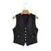 Women Clothing French Black Velvet V Neck Vest Jacket-Fancey Boutique