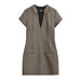 Color-Brown-Autumn Women Plaid Short Sleeve Loose Casual Dress-Fancey Boutique