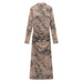 Color-Khaki-Artistic Classical Silk Net High Waist Dress Autumn Winter Long Sleeve Adult Lady Woman A Line Dress Women-Fancey Boutique