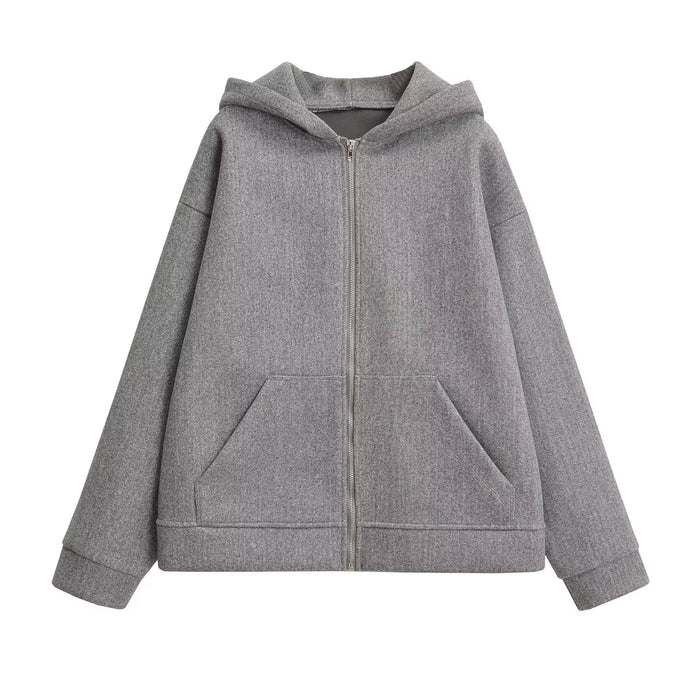 Color-Gray-Winter Women Clothing Zipper Bomber Jacket Coat-Fancey Boutique