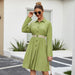 Color-Spring Women Clothing Solid Color Shirt Collar Long Sleeve Casual Dress-Fancey Boutique