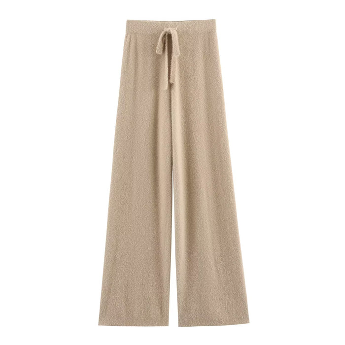 Color-Khaki-Winter Women Clothing Mink-like Long Hair Knitted Casual Pants Knitted Trousers-Fancey Boutique