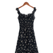 Vintage Ruffled Slim Fit Mid Length Vacation Women Printing Slip Dress-Fancey Boutique