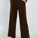 Color-Coffee-Autumn Winter Women Clothing Corduroy Wide Leg Pants Women High Waist Casual Straight Leg Office-Fancey Boutique