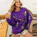 Color-Purple-Spring Autumn Sequined Knitted Sweater Round Neck Long Sleeve Pullover Top Women Outerwear-Fancey Boutique