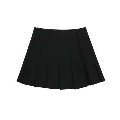 Color-Black-Women Clothing French Casual Wide Pleated Mini Skirt-Fancey Boutique