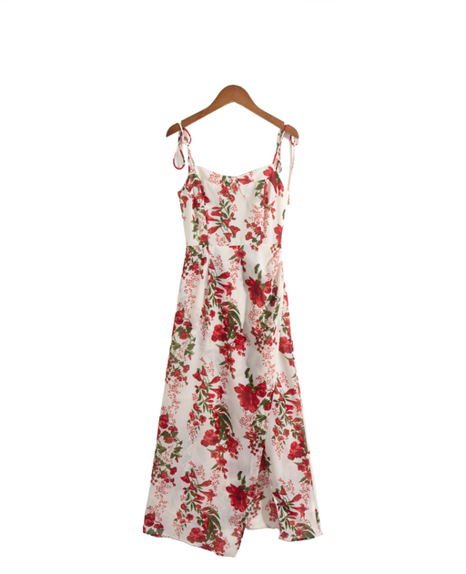 Color-Multi-French Gentle Floral Strap Maxi Dress Summer Retro Women Clothing-Fancey Boutique