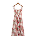 Color-Multi-French Gentle Floral Strap Maxi Dress Summer Retro Women Clothing-Fancey Boutique
